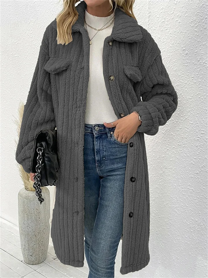 Autumn and Winter Women's New Fur Lapel Plush Jacket Coat-JRSEE