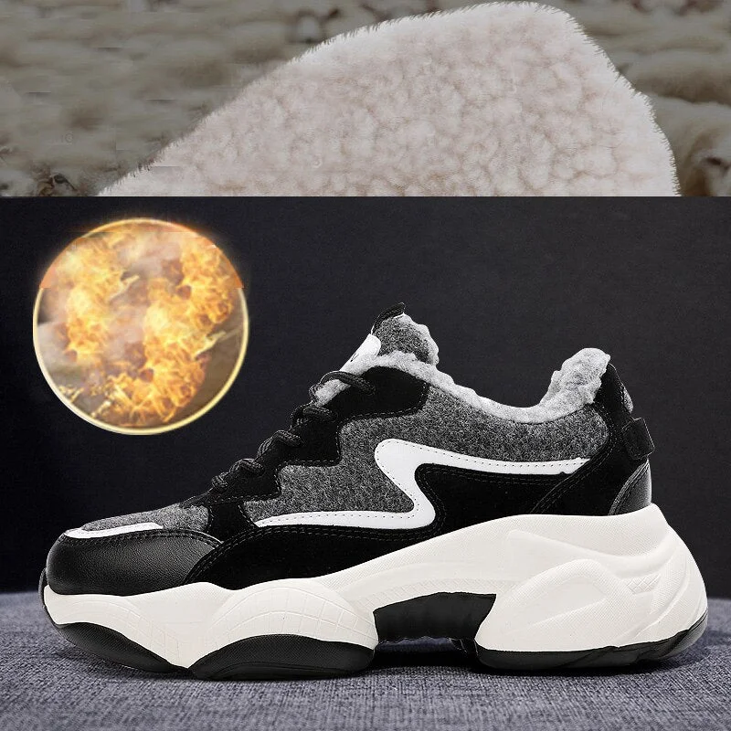 Winter Platform Sneakers Cacual Women Shoes Slip On 2021 Warm Plus Velvet Lace Up Outdoor Breathable Running Sport Female Shoes