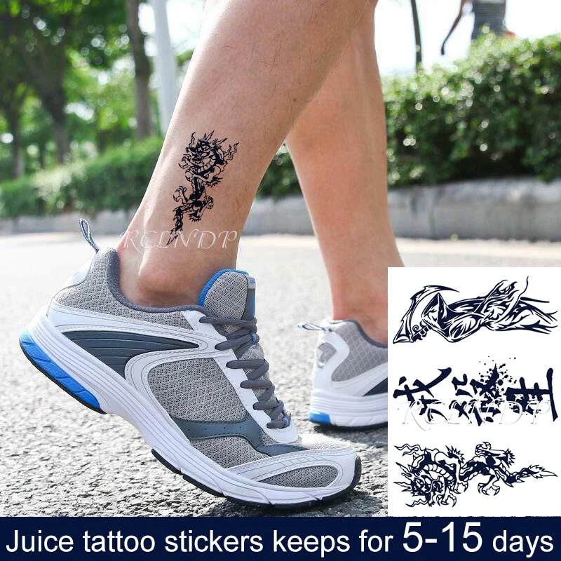 Waterproof Temporary Juice Ink Sticker Sun Totem Dragon Phoenix Small Element Fruit Gel Long Lasting Tattoo for Men Women girl