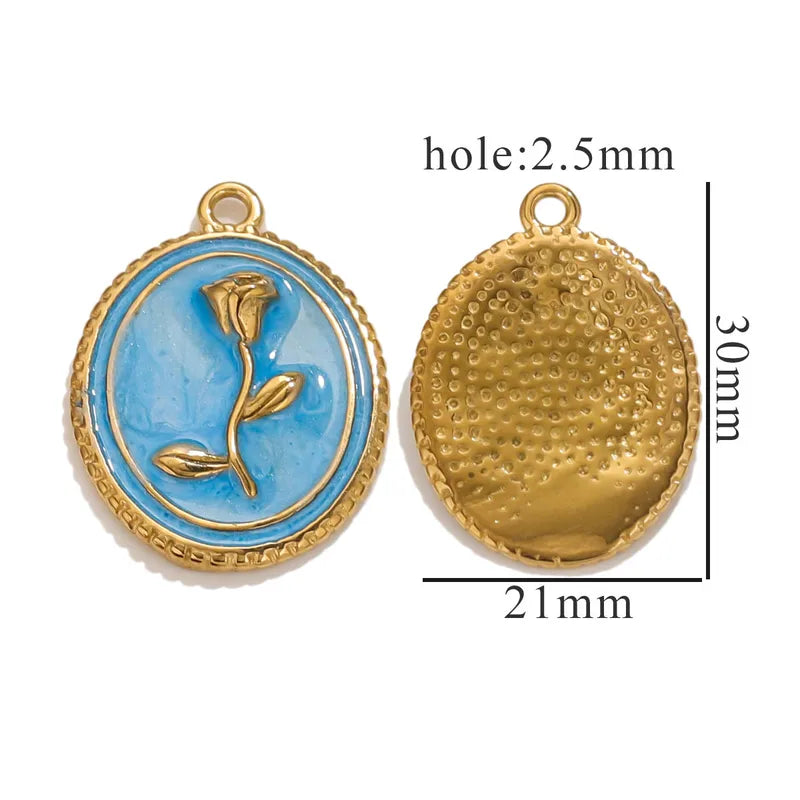 1 Piece 18 * 23mm 19mm 20.5mm 304 Stainless Steel Leaf Rose Flower Pendant Jewelry Accessories