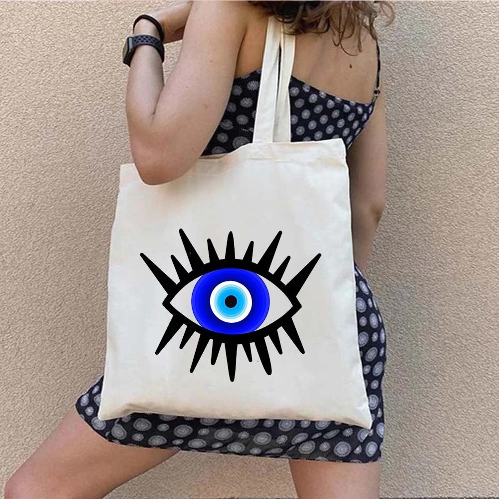 Graffiti Greek Evil Eye Canvas bag shoulder bag foldable bag handbag shopping