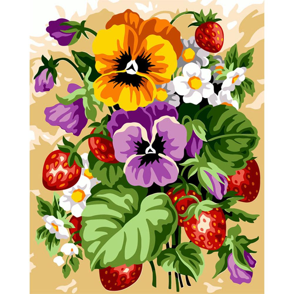 

40x50cm - Paint By Numbers Strawberry Flower, 501 Original