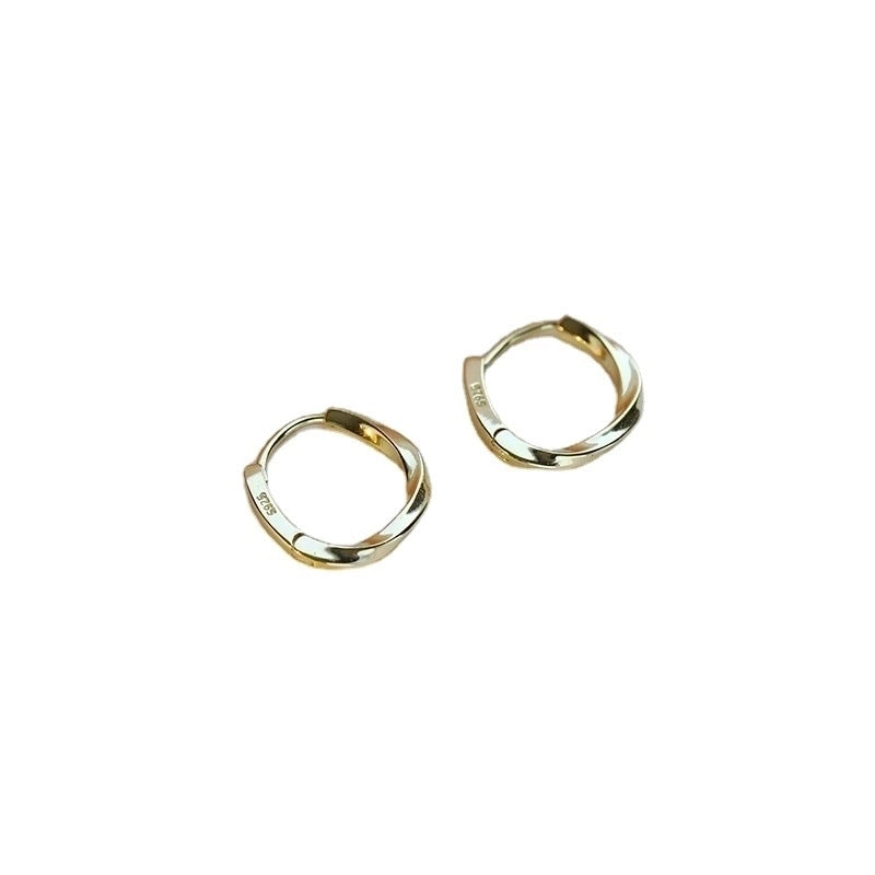 1 Pair Minimalist Spiral Stripe Brass Hoop Earrings