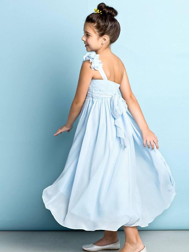 One Shoulder Pleated A-line Junior Bridesmaid Dress Vintage Mauve main image 0