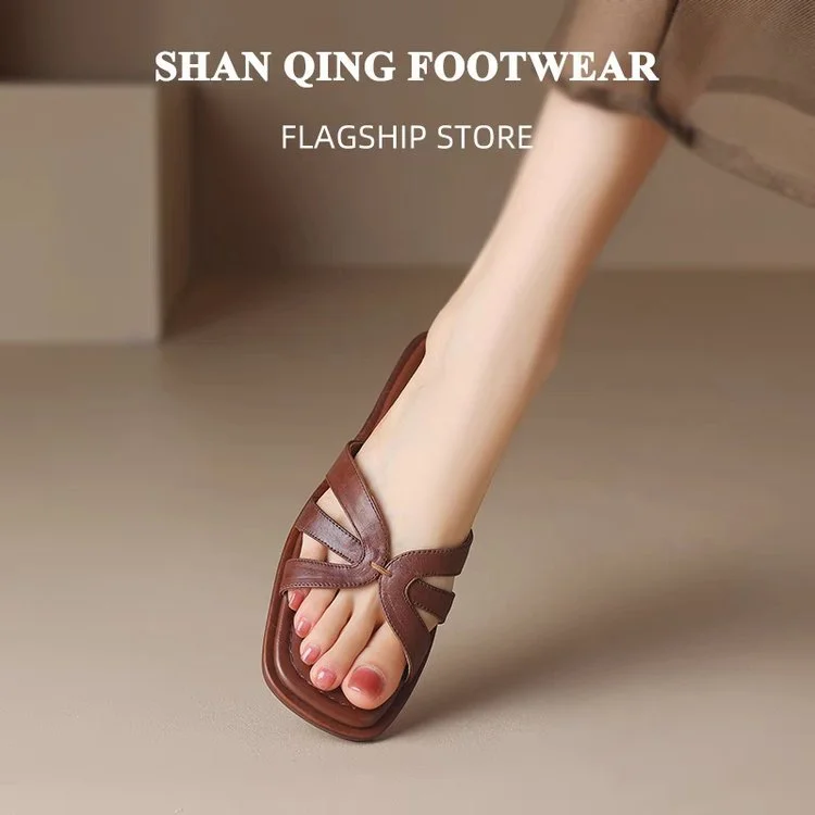 Tanguoant Tanguoant 2023 New Fashion Women's Shoes Hollow Out One-Word Outside Wear Flat Slippers Cool Drag Female Hot Style