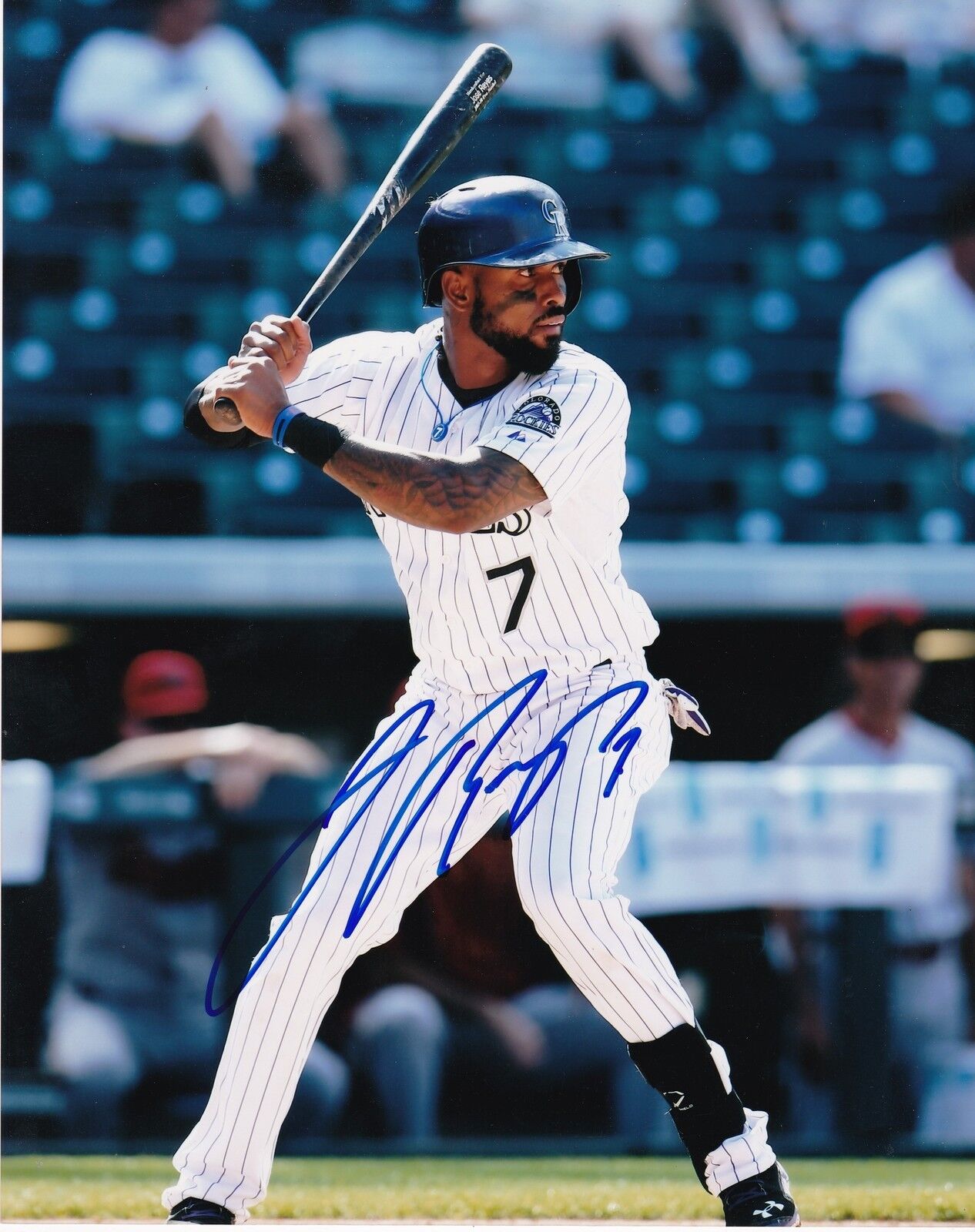 JOSE REYES COLORADO ROCKIES ACTION SIGNED 8x10