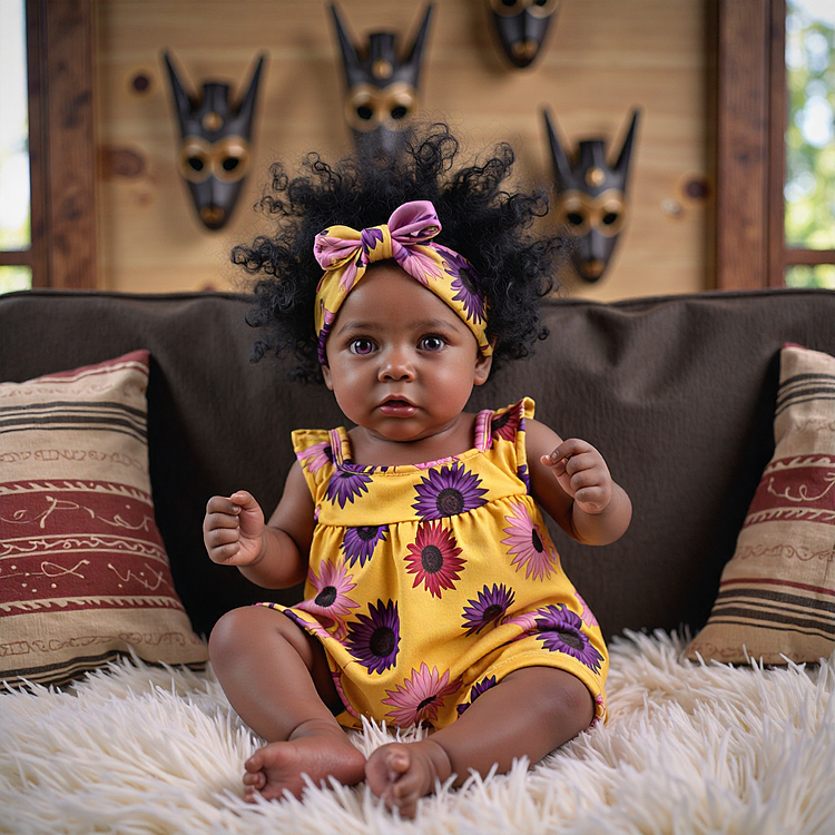 [New Series] 20'' African American Realistic Reborn Baby Black Girl Doll Zoinse, Play With Children Rebornartdoll® RSAW-Rebornartdoll®