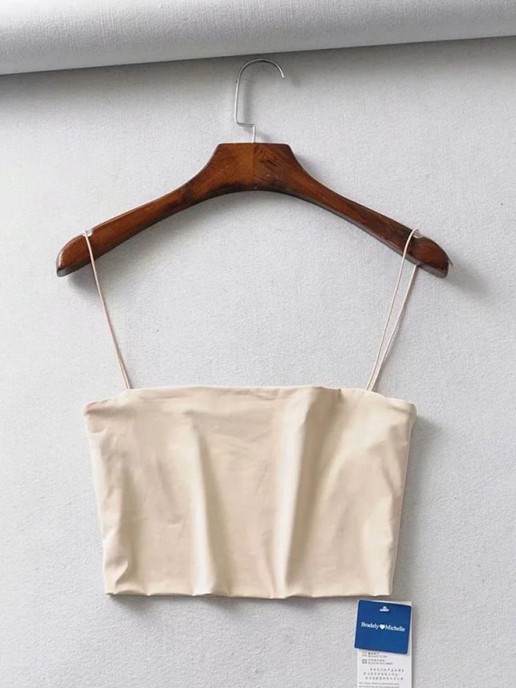 2022 Summer Women's Crop Top Sexy Elastic Cotton CamisSleeveless Short Tank Top Bar