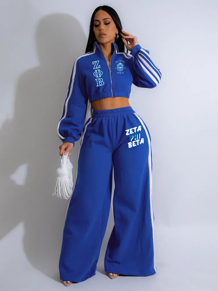 New fashion colorblocking zipper sweatshirt two-piece set