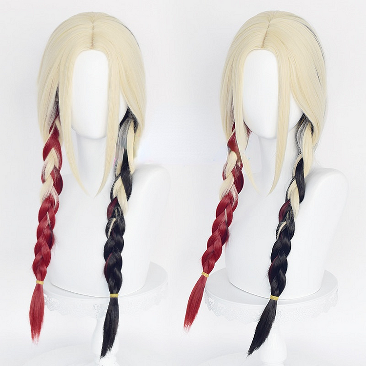 Sucide Squad Harley Quinn Bolnde Red Black mix cosplay Wig SP17368