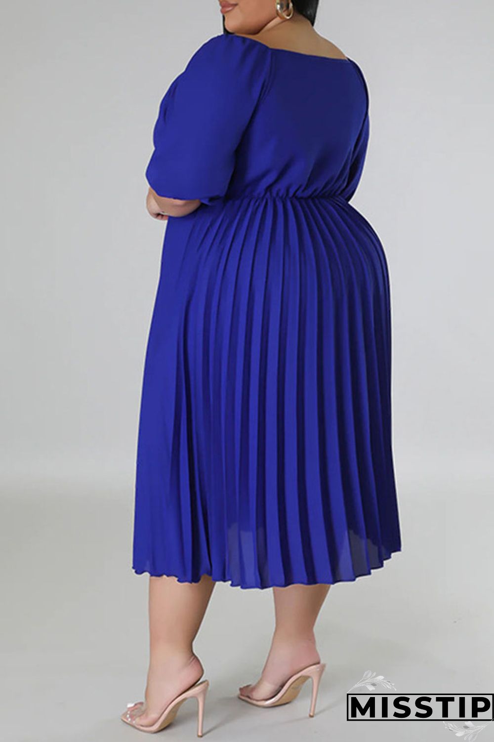 White Casual Solid Patchwork Fold V Neck Straight Plus Size Dresses