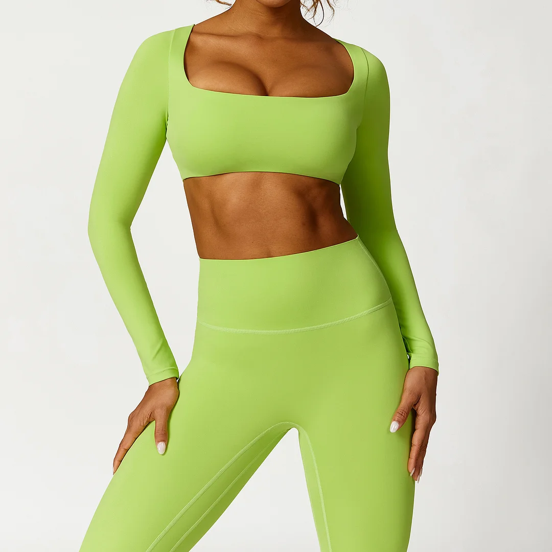 Solid cropped sports top set
