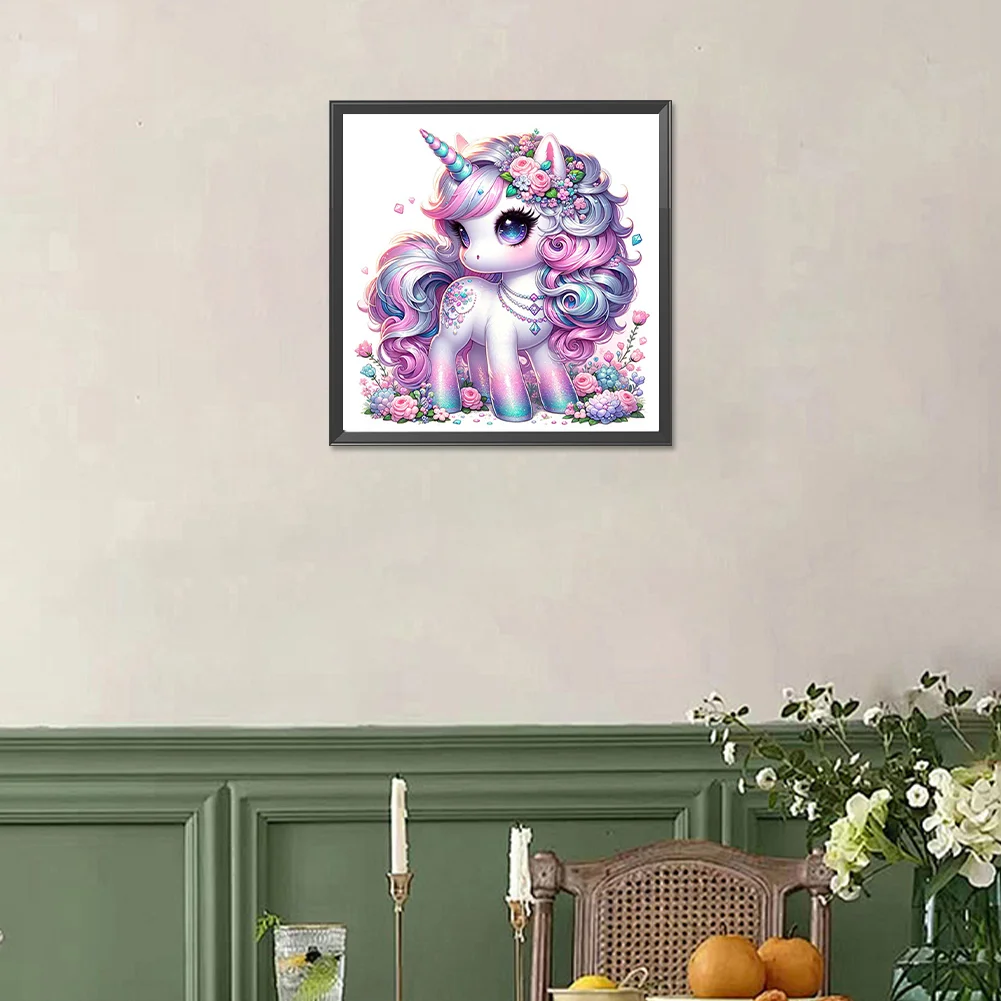 Full Square Diamond Painting 35*35cm - Black And White Unicorn