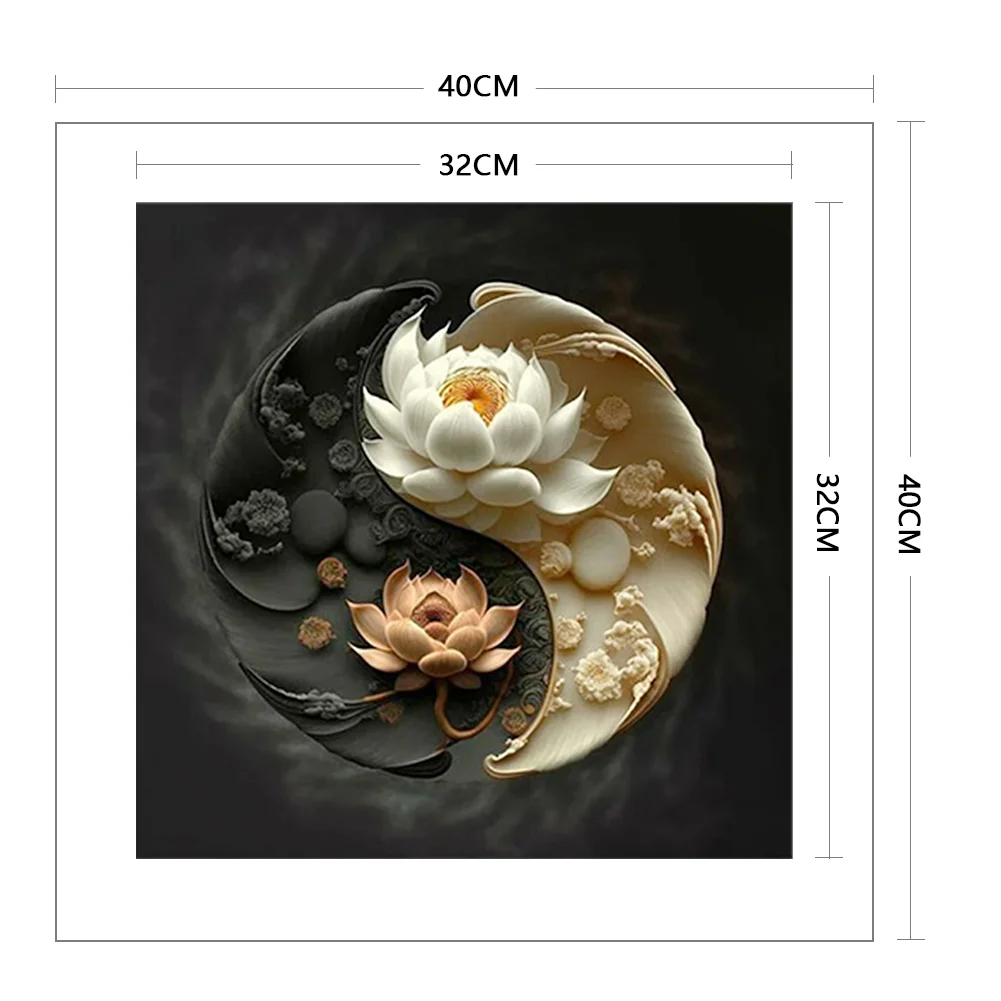 11CT Full Stamped&nbsp;Cross Stitch - Yin Yang Lotus(Canvas|40*40CM)