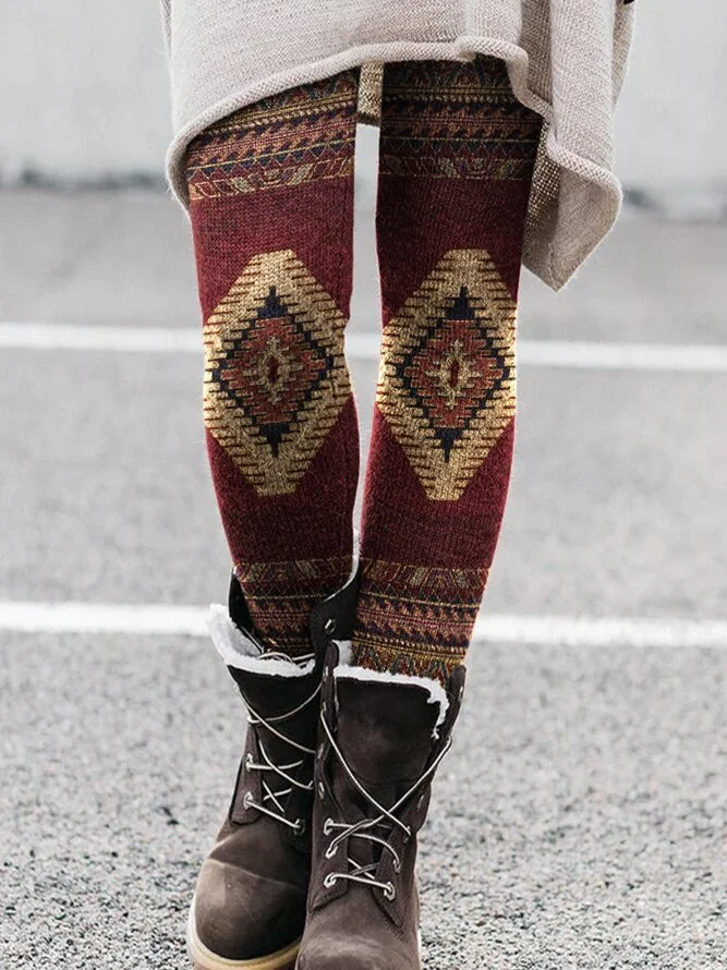 Aztec cotton-blend leggings