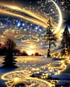 Luxury AB Velvet Diamond Painting Kit - A glowing landscape