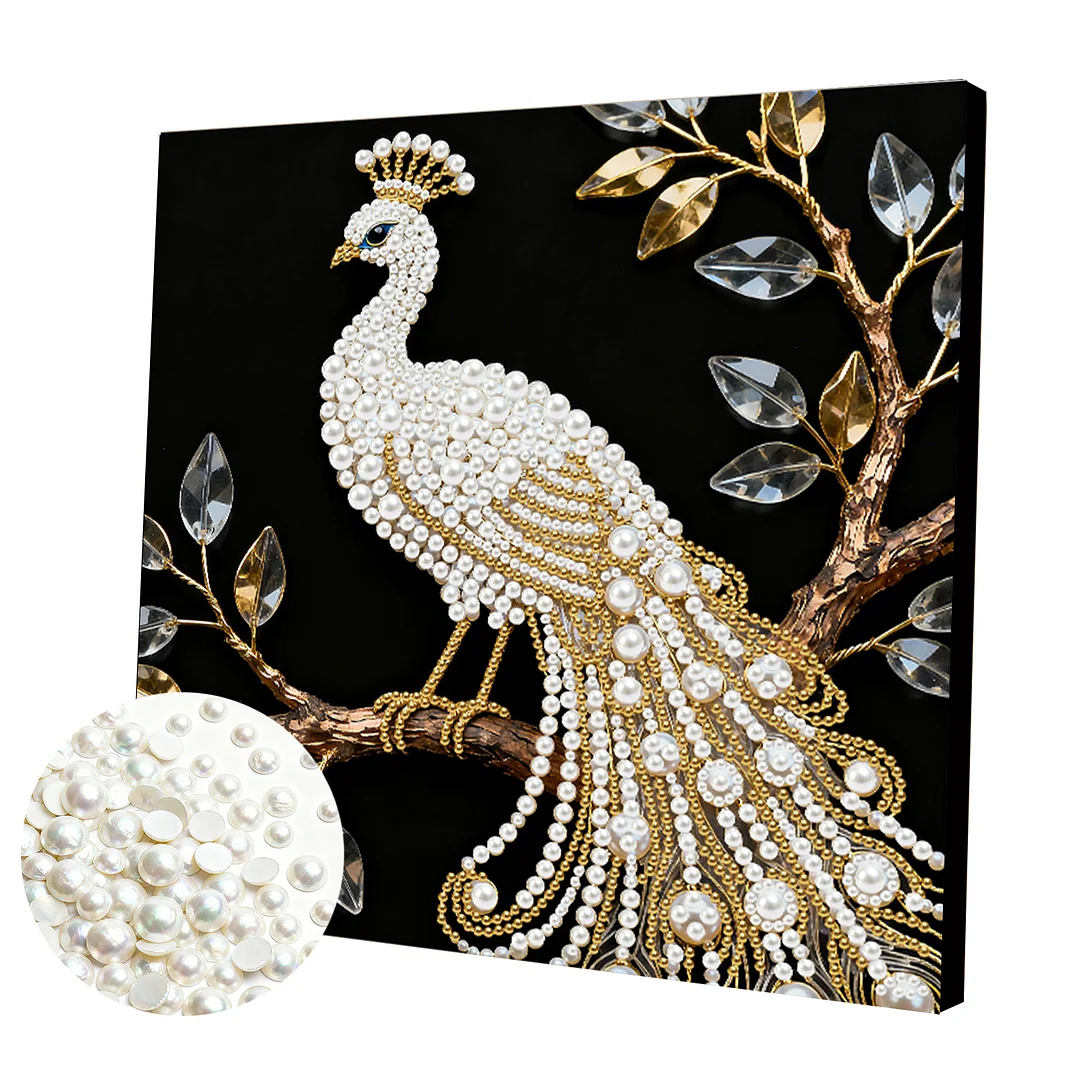 Peacock DIY Pearl Art Diamond Painting Kit for Adult Home Decor 25x25cm With Frame