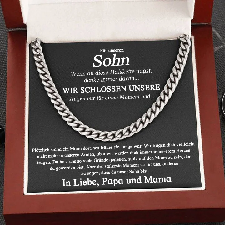 An Unseren Sohn von Papa & Mama Halskette - Geschenk mit Nachrichtenkarte