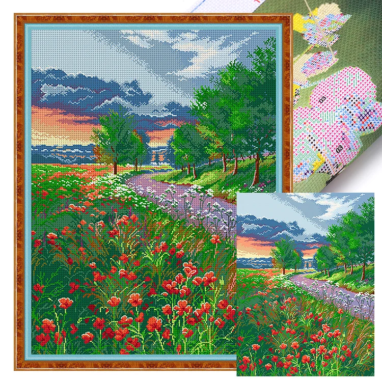 Spring-Early Morning Path 11CT (60*80CM) Stamped Cross Stitch gbfke
