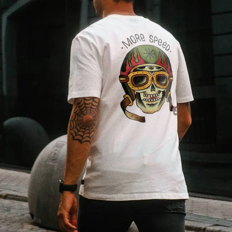 UPRANDY More speed Helmet skull design short sleeve t-shirt -  UPRANDY