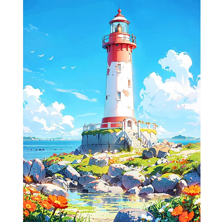 Mountain Lighthouse  - Full Round - Diamond Painting(40*50cm)