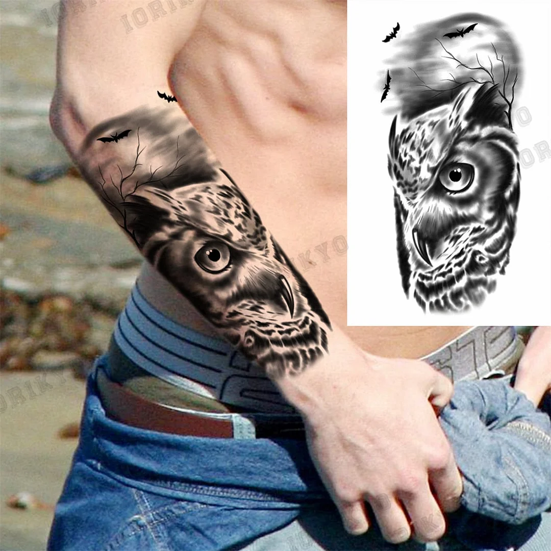 Black Lion Wolf Temporary Tattoos For Men Adult Forest Rose Compass Warrior Fake Tattoo Washable Body Art Painting Tatoo Sticker