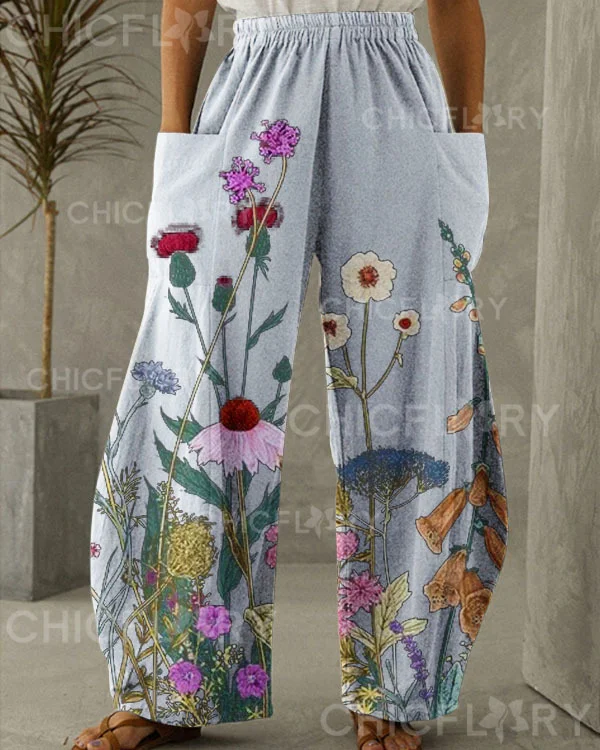 Women's Flowers Print Loose Pants