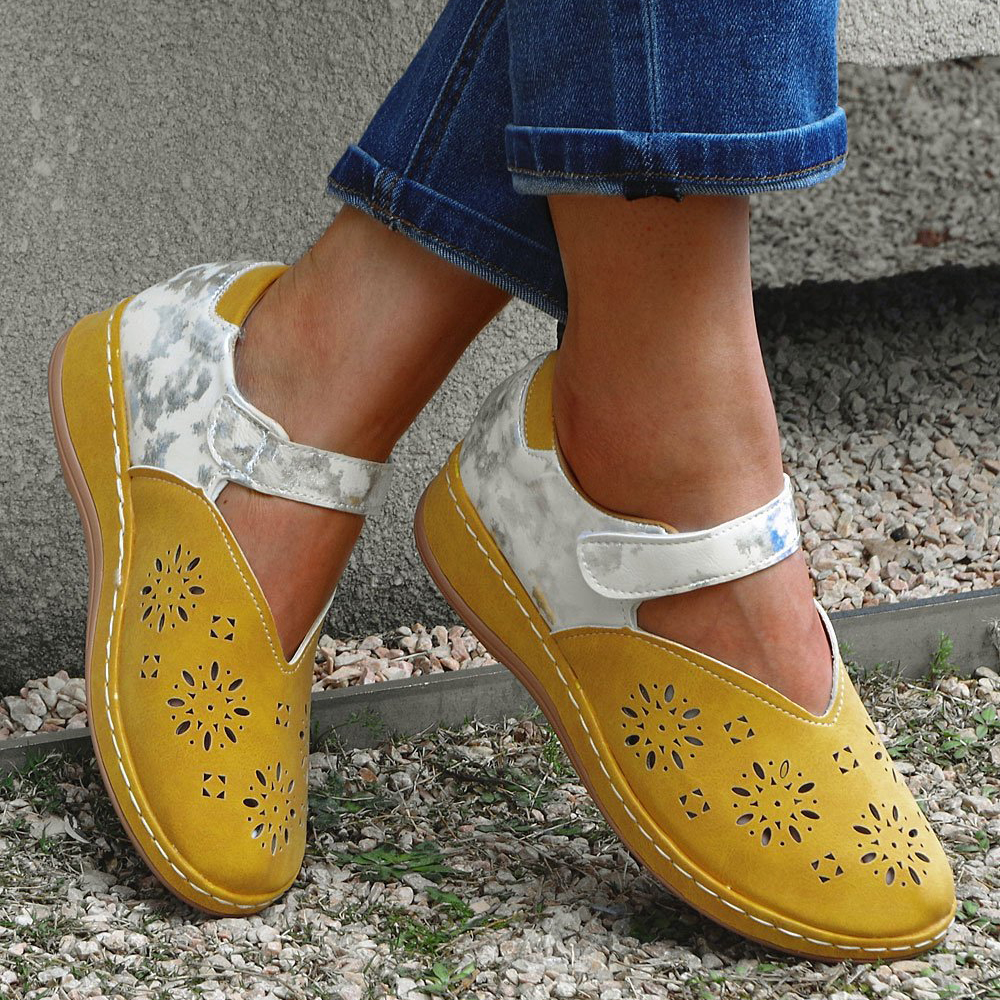 Womenâs Fashionable Hollow Carved Comfortable Velcro Sandals