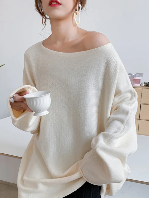 Simple Solid Color Round-Neck Sweater