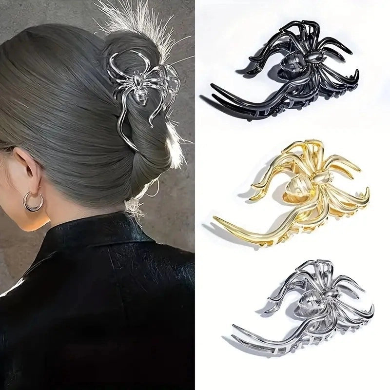 Halloween Hip-Hop Retro Funny Women's Spider Metal Plating Hair Claws