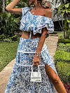 Floral-Print Flared Sleeves Maxi Dress