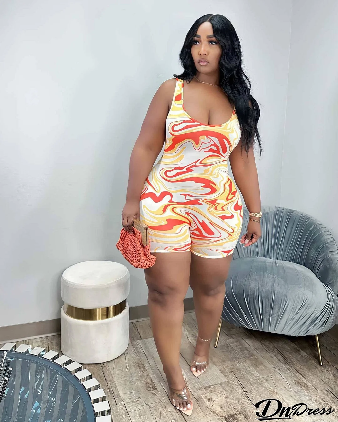 Plus Size Women Print Jumpsuit