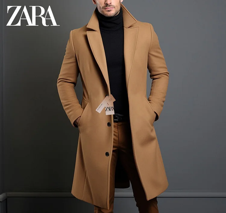 Długi płaszcz męski z brytyjskiego kaszmiru 2024