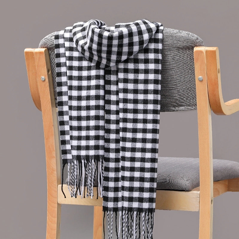 British Plaid Tassel Couple Parent-child Men’s Scarf Autumn And Winter Cashmere Plaid Scarf