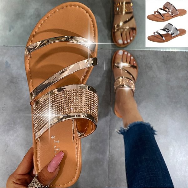Fashion Flash Flat Sandals Casual Beach Slippers For Women Plus Size 35-43 - Shop Trendy Women's Fashion | TeeYours