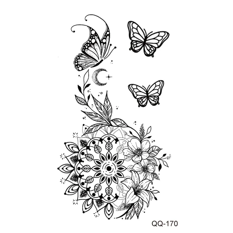 Sdrawing Rose Temporary Tattoo Sticker Flower Feather Elephant Body Clavicle Ankle Legs Arm Art Fake Tatto Party Bikini Tatoos