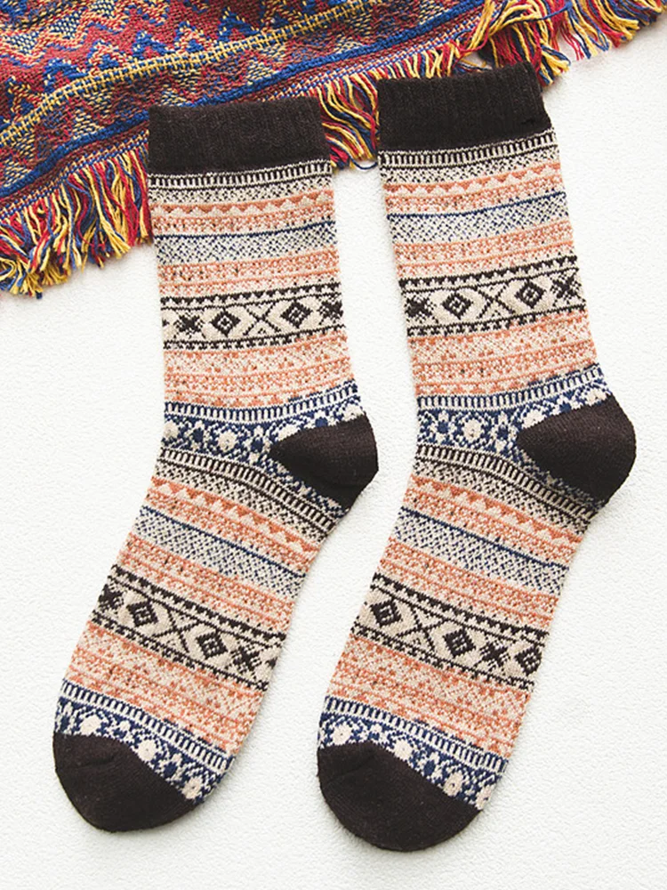 Retro Western Ethnic Geometric Men's Socks
