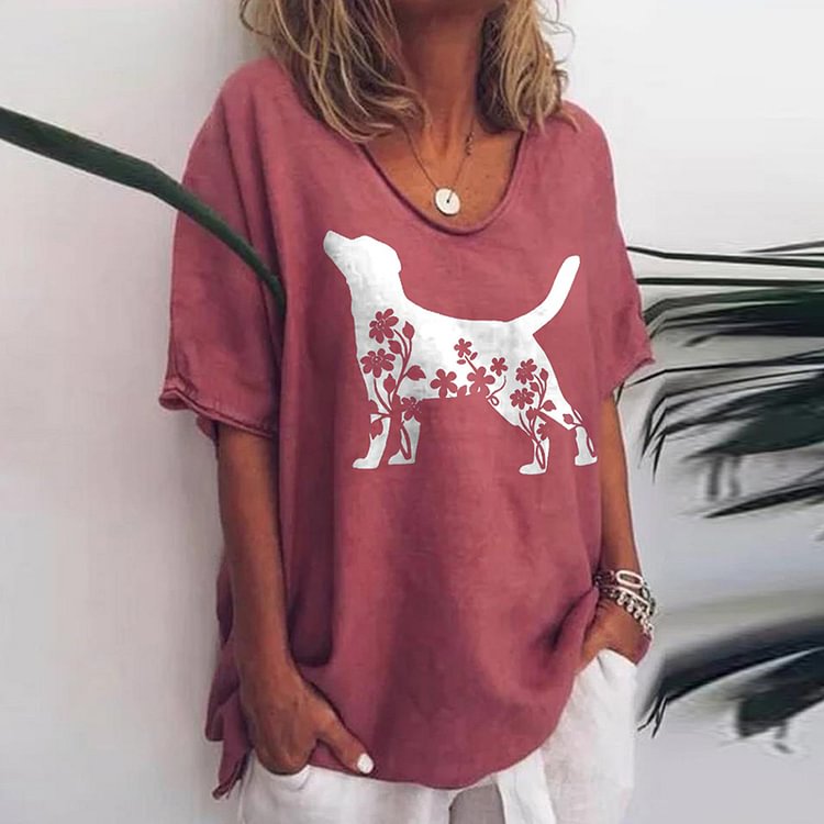 Artwishers V-Neck Flower Pet Dog Loose T-Shirt
