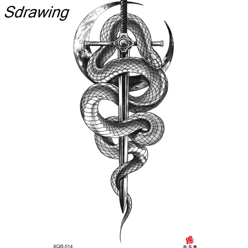 Sdrawing Waterproof Lasting Temporary Tattoo Flower Arm Tattoo Stickers Dark Hot Girl Snake Tiger Lion Fake Tattoo for Women Gifts 328-0