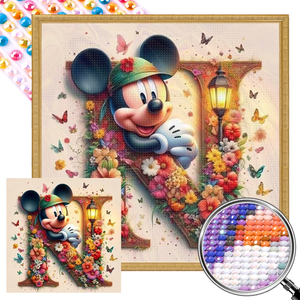 Partial AB Diamond Painting - Full Round Drill - Mickey Minnie Letters(Canvas|35*35cm)