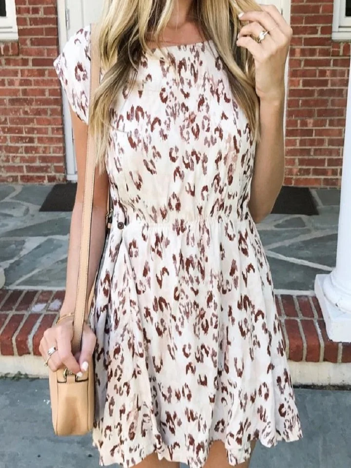 Round Neck Sleeve Waist Dress