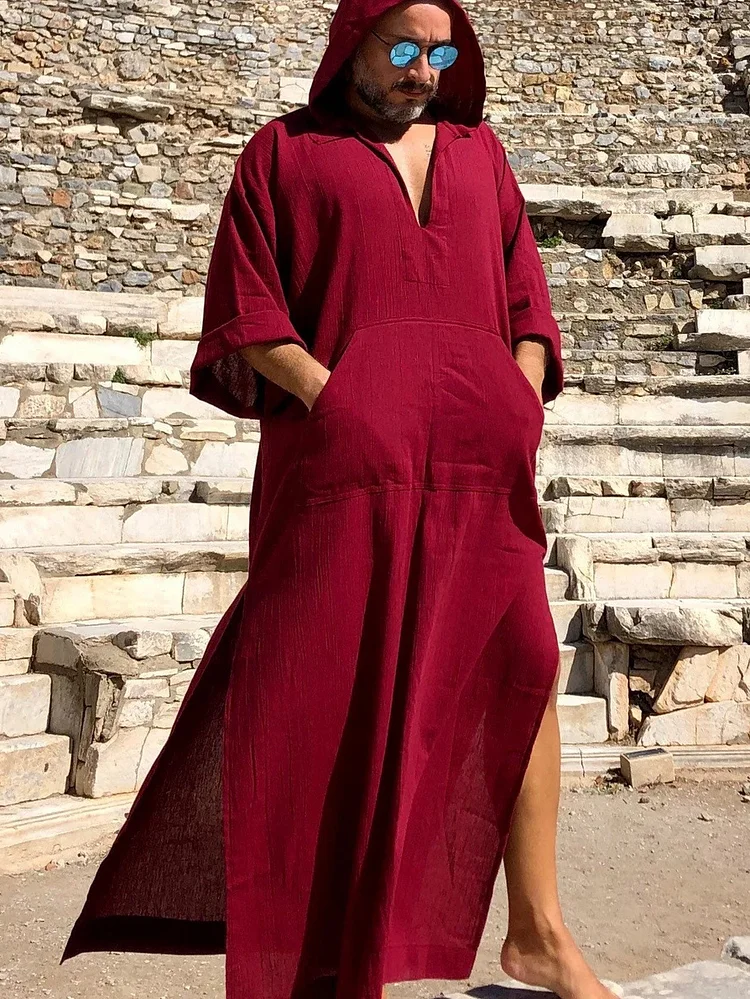 Men's fashion casual red kaftan