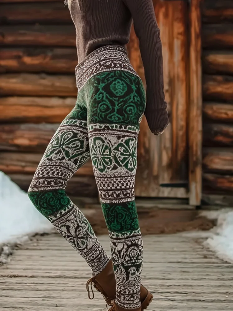 St. Patrick's Day Shamrock Pattern Retro Women's Tight-fitting Leggings