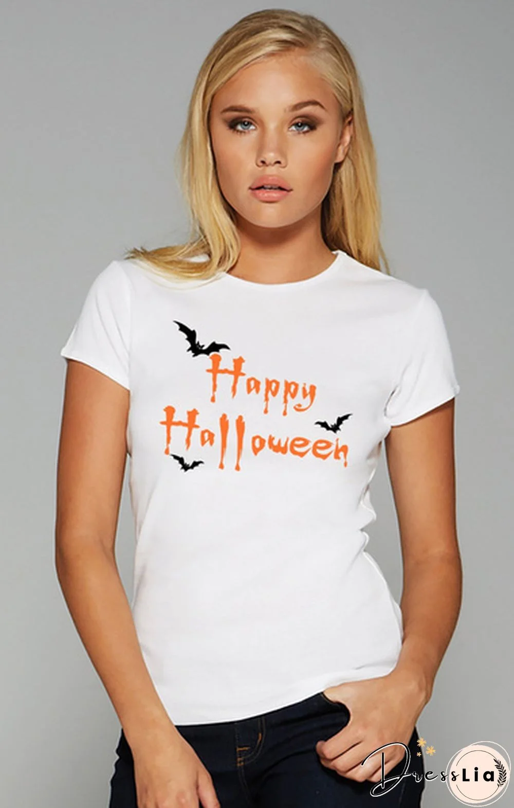 Gift T Shirt Happy Halloween T Shirt Women Tee Ladies Top 100% Cotton T Shirt