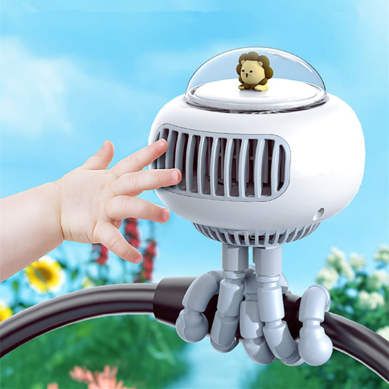 Mini Air Conditioner Stroller Cooling Fan with Flexible Tripod