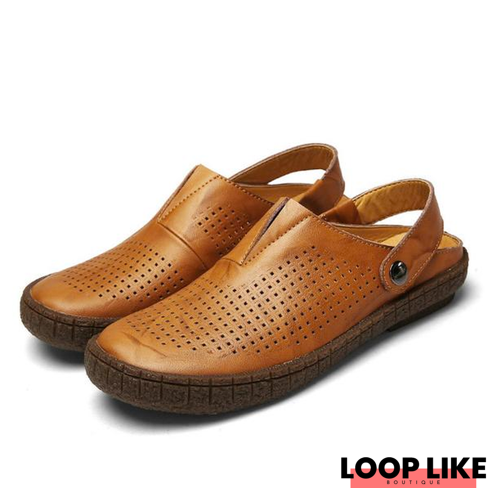 Men Pu Split Leather Sandals Beach Breathable Sandal Shoes