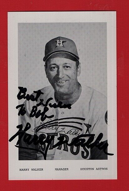 HARRY WALKER-HOUSTON ASTROS AUTOGRAPHED TEAM ISSUED PC Photo Poster painting-(d.1999)