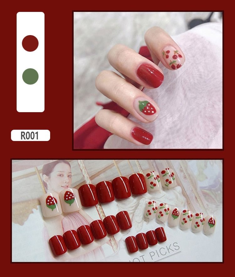 Graffiti Square Short Fake Nails Art Lattice Press on False with Designs Set Gradient Nail Tips Kiss Display Clear Tipsy Stick