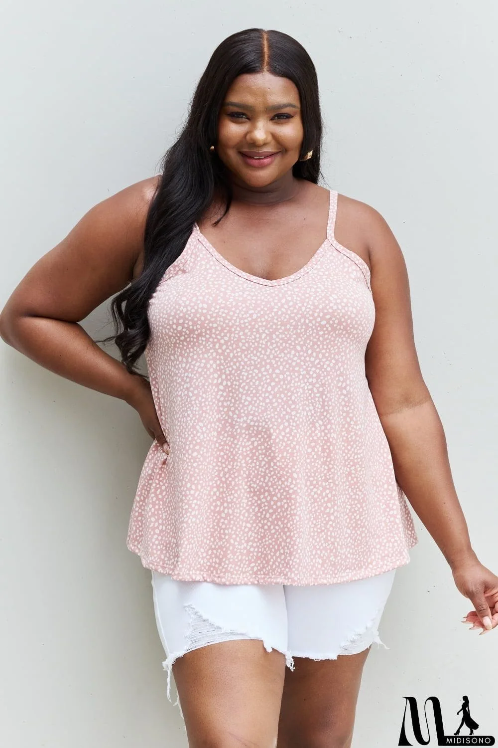 MidiSono - HOPELY High Love Spaghetting Strap V-Neck Top