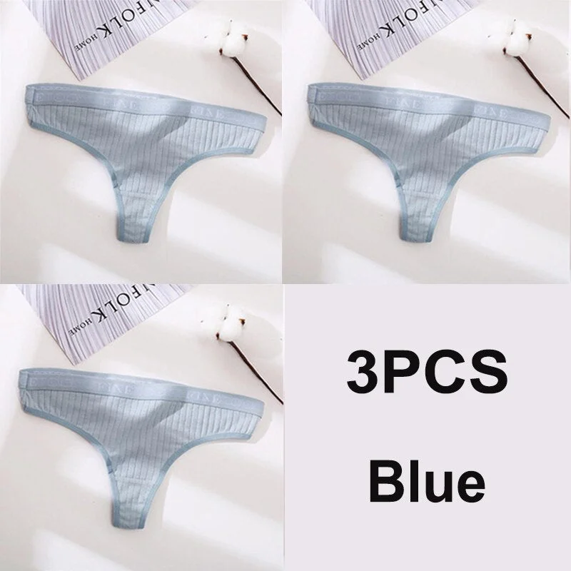3PCS/Set Cotton Panties Female Underpants Sexy G-string Women Panties Underwear Solid Color Intimates Lingerie Thong Pantys